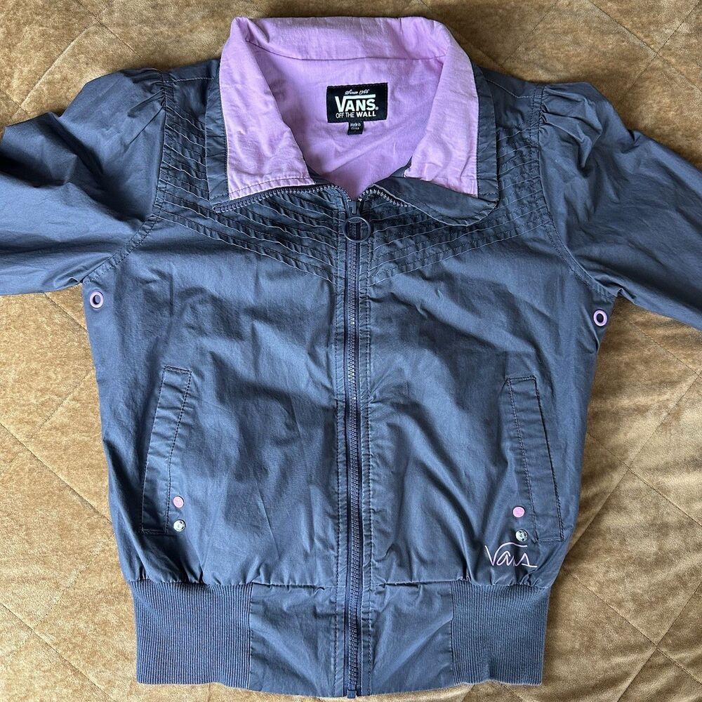Vans Jacket Pink Gray Zip Womens Small
